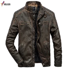Новая Осенняя Весенняя мужская кожаная куртка из натуральной овечьей козьей кожи, брендовая Черная мужская куртка-бомбер, мотоциклетная Байкерская мужская куртка