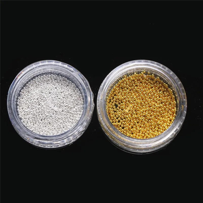 

1 Box Gold Silver Mini Caviar Beads Crystal 3D Polish Nail Art Tip Pro Manicure Accessories Tools