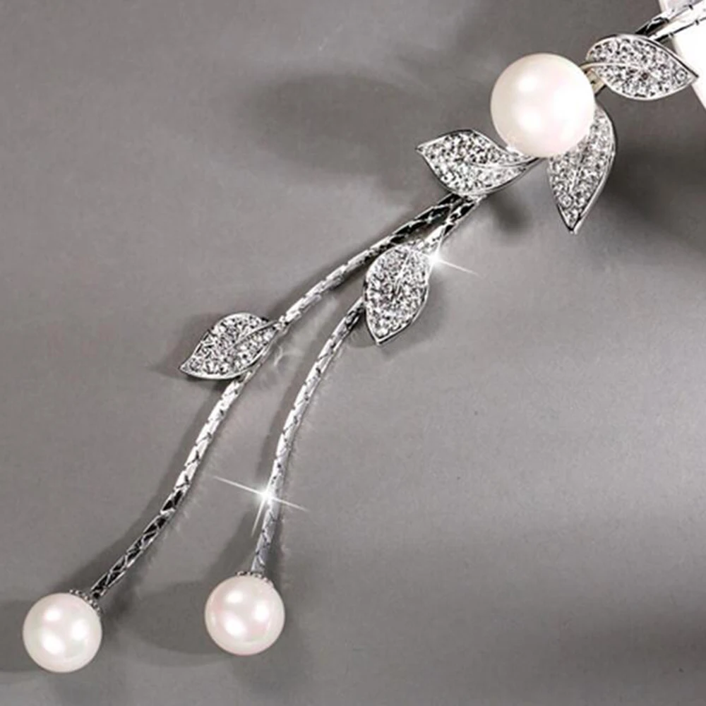 Модное ожерелье для женщин Подвеска на Длинной Цепочке Ожерелье жемчужная брошь из белого золота цветы Многослойная подвеска свитер ожерелье