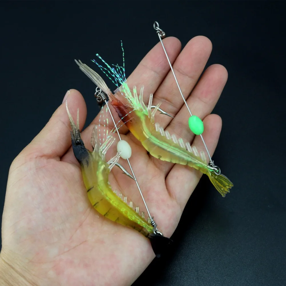 1 piece soft shrimp prawn with luminous hook soft lure bait fishing lure in Fishing Lures from