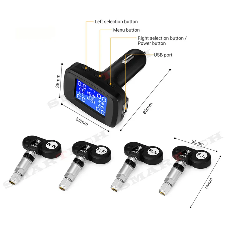 SMARTECH USB 2 0 TPMS с автомобильным зарядным устройством универсальная Зажигалка для