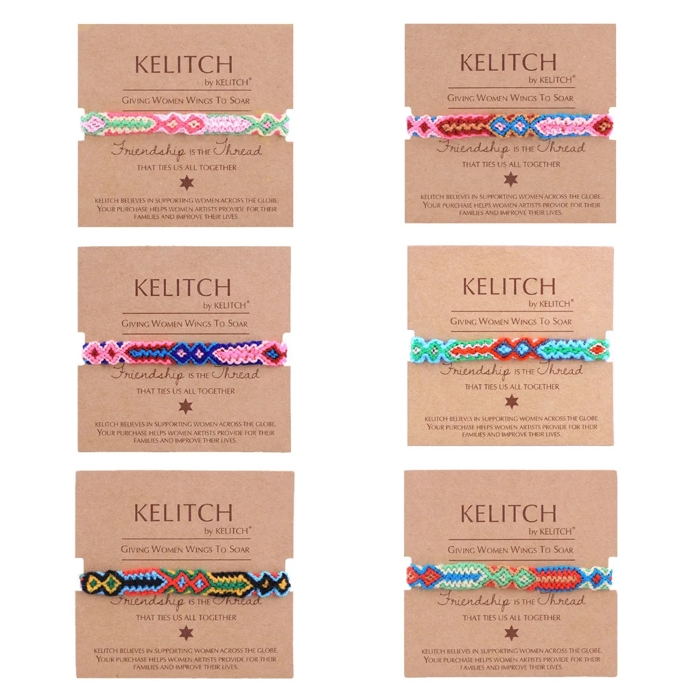 

KELITCH New Friendship Bracelets Bohemian Colorful Wrap Bracelets Woven Rope Charm Bracelet Bangles For Girl Jewelry