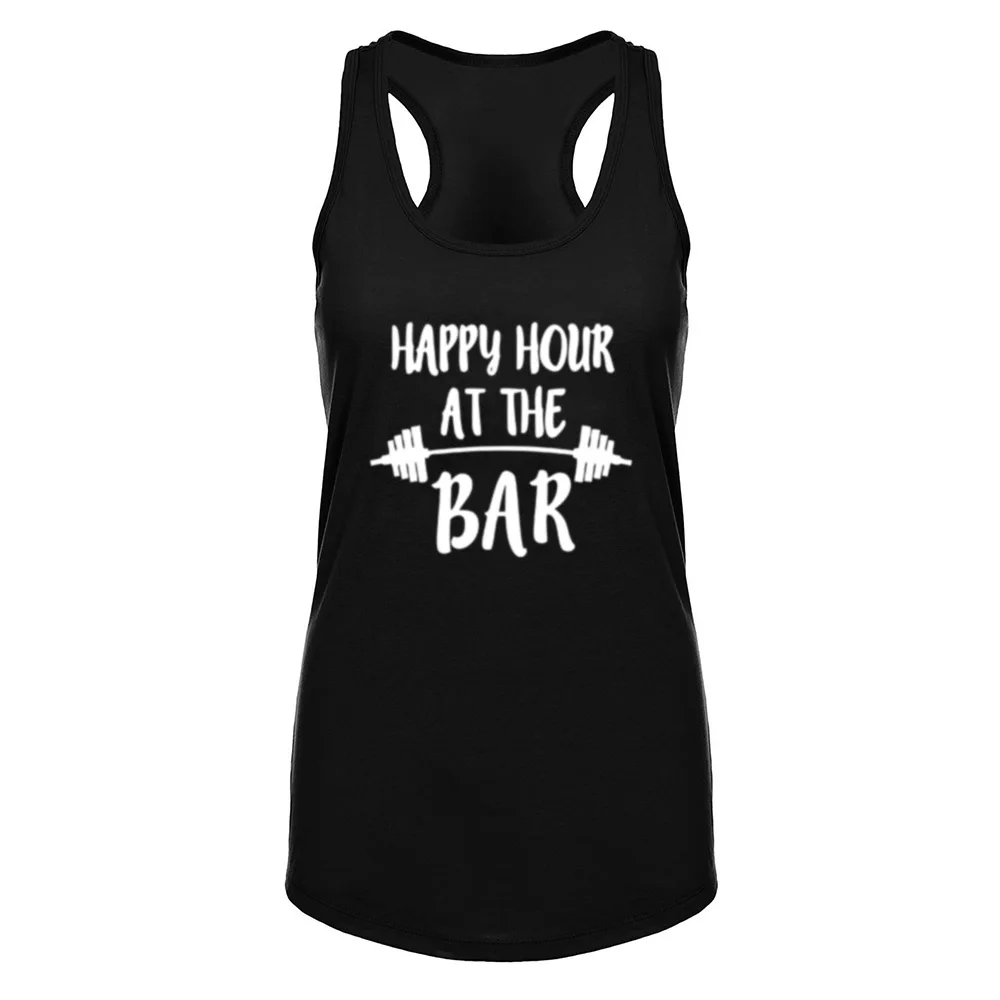 

Womens Happy Hour at the Bar funny Fitness Racerback Workout Tank Tops