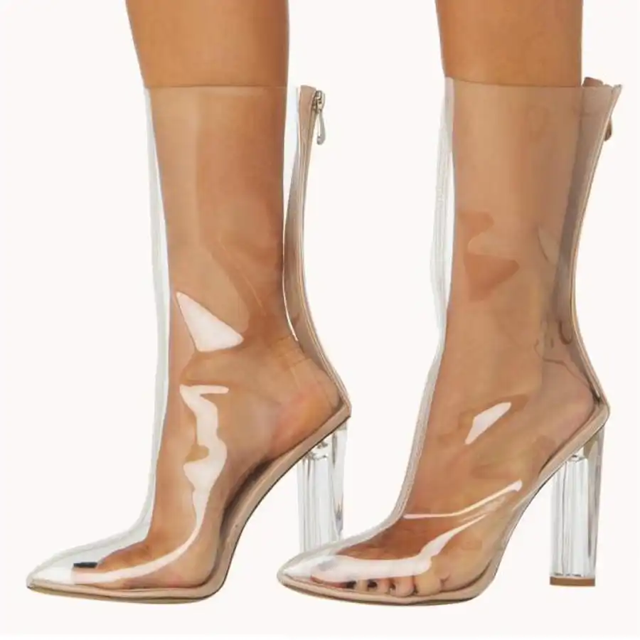 clear high heel boots