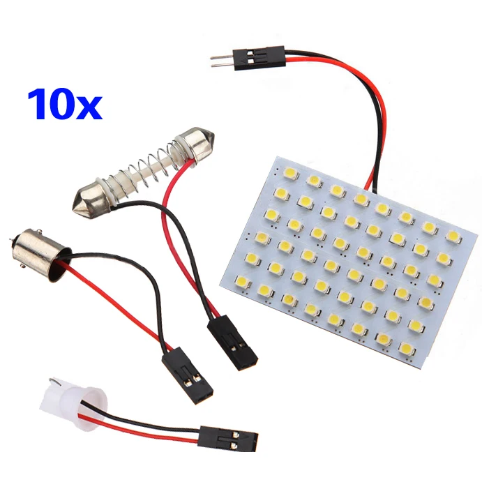 10x BA9S адаптер купола лампы + T10 + белый свет Панель 48 SMD LED + Интерьер Лампа 12 В