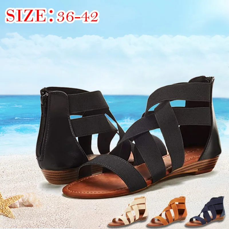 

Summer Sandals Women Casual Shoes Female Sandals Women Flat Rome Zip Feminina Sandals Soft Bottom Sandalia