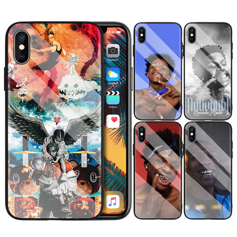 

Tempered Glass Case Cover for Apple iPhone 7 8 6 6S 11 11Pro X XR XS MAX Plus Quando Rondo Rapper Print Case Cover Fundas Capa