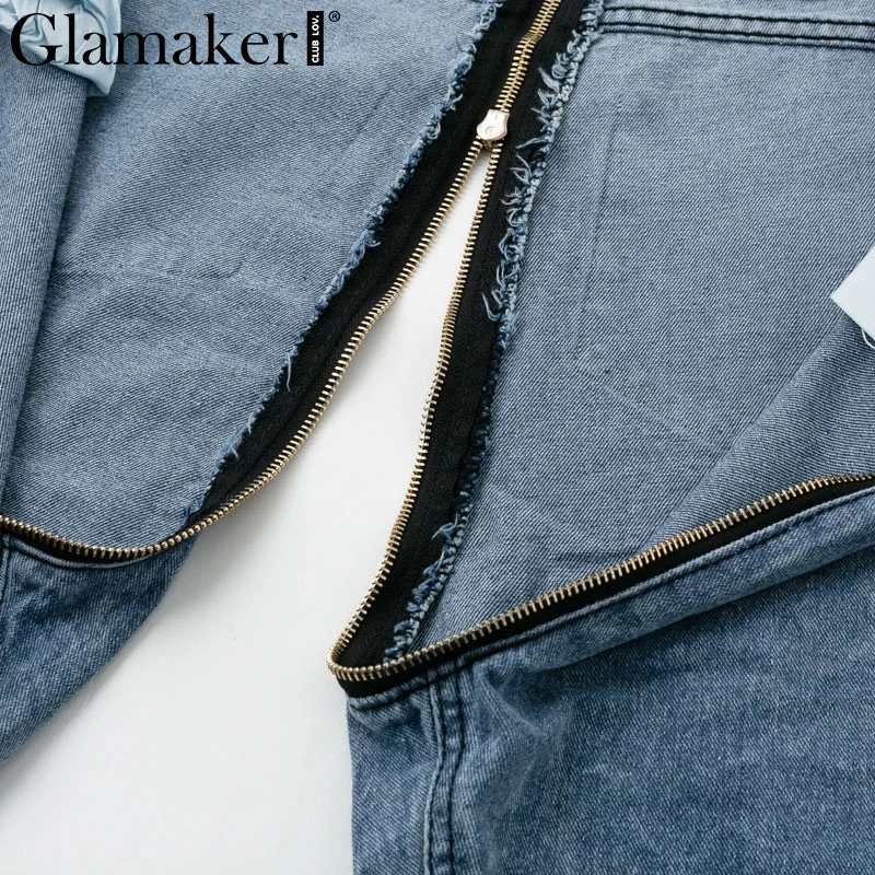 Glamaker, винтажные потертые джинсы на молнии, женские джинсы с высокой талией, для фитнеса, уличная одежда, джинсы, Плюс Размер, Весенняя Сексуальная женская нижняя часть