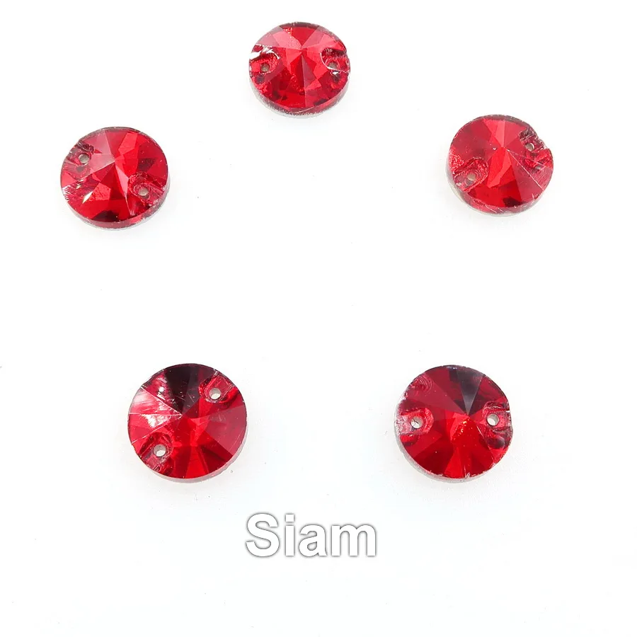 Круглые Rivoli формы плоские стеклянные кристаллы с 2 отверстиями 6 размеров пришитые Стразы бусины кристаллы для свадебного платья обувь сумки diy - Цвет: A22 Dark red
