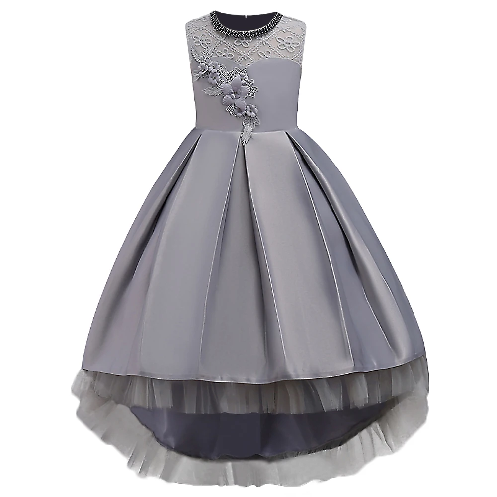 

BAOHULU Sleeveless Girls Wedding Party Dress Bead Appliques Tulle Kids Birthday Princess Dresess First Communion Gown for Girls