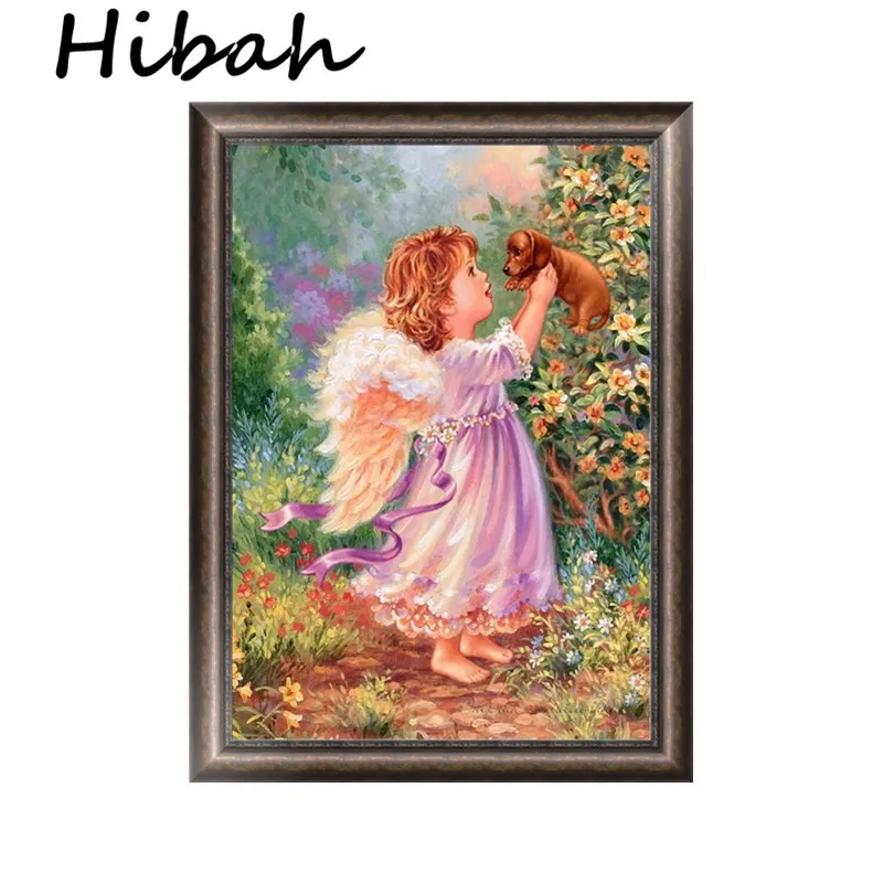 

DIY 5D Diamond Mosaic Cartoon Angel Carry Dog Diamond Painting Cross Stitch Kit Diamond Embroidery Pattern Rhinestone Art