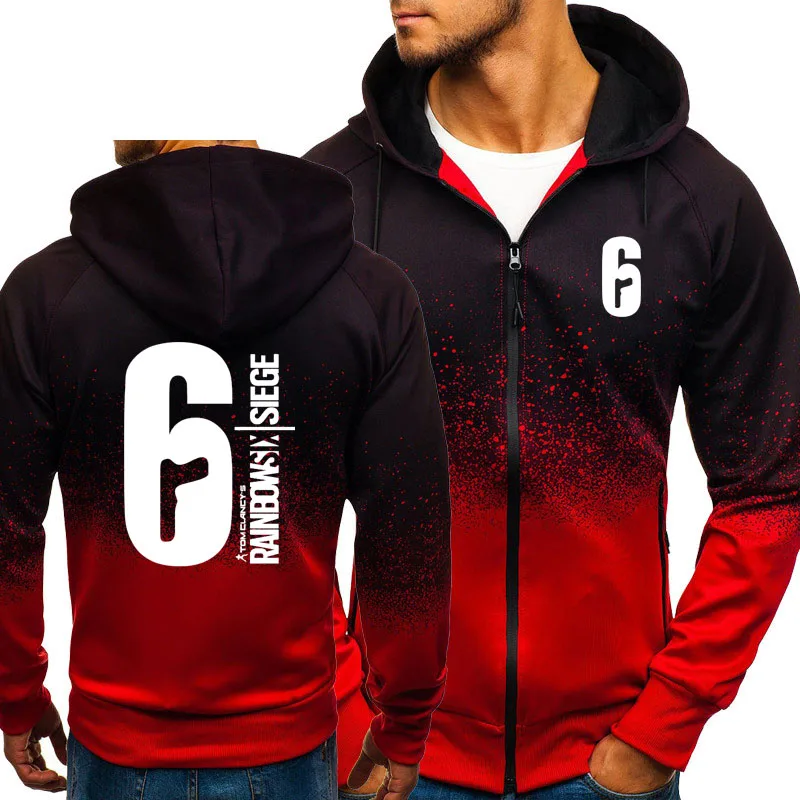 

Rainbow six siege Sweatshirt Gradient Hoodies Men Spring Autumn Fleece Zipper Jacket Mens Hoodie Hip Hop Harajuku Male Clothing