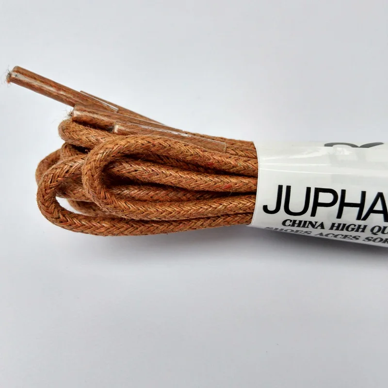 JUP1-12 Pair Yellow Brown High Quality Laces Sneaker Sport Round Wax Cotton Thin ShoelaceWaxed Dres Shoes Popular Worldwide Sale