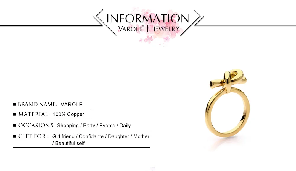 VAROLE Фирменная Новинка модные трендовые кольца с узлом для женщин Классический дизайн золотого цвета ювелирные изделия Анель