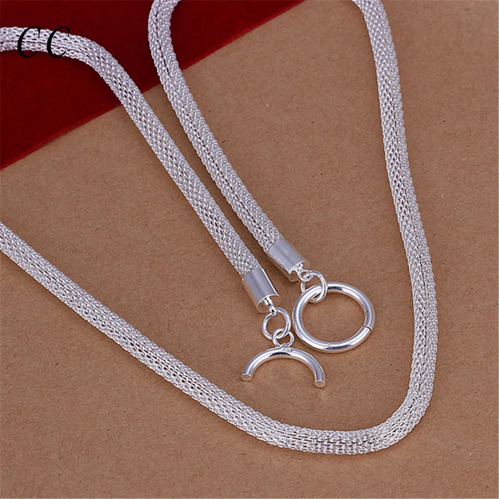 Silver plated chokers necklace for women mesh net chain gift for couple
