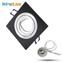 Встраиваемый потолочный Точечный светильник GU10 MR16 с цоколем, черный квадратный светильник, 12 В, 220 В, для потолочного светильника, светильник с 50 мм лампами