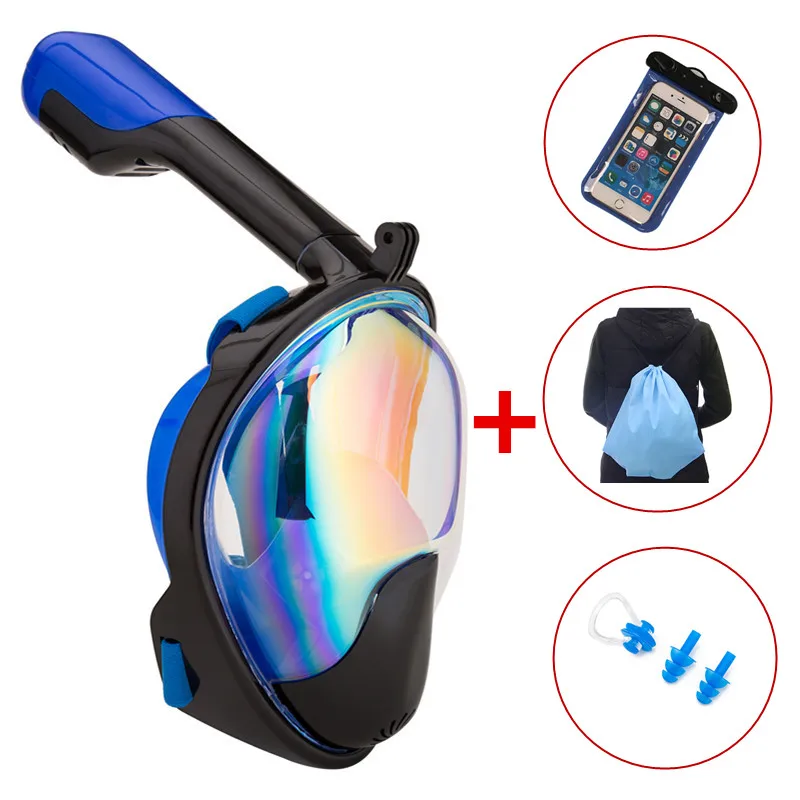 2018 جديد قناع الغطس قناع غوص تحت الماء مكافحة الضباب كامل الوجه قناع الغطس السطحي النساء الرجال السباحة غص معدات غطس