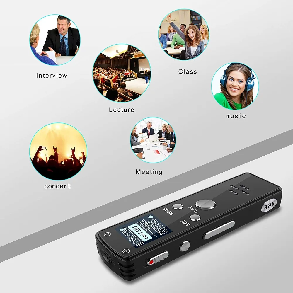 NOYAZU N25 8 GB/16 GB Диктофон USB Профессиональный 700 Hr диктофон цифровой Аудио с WAV mp3