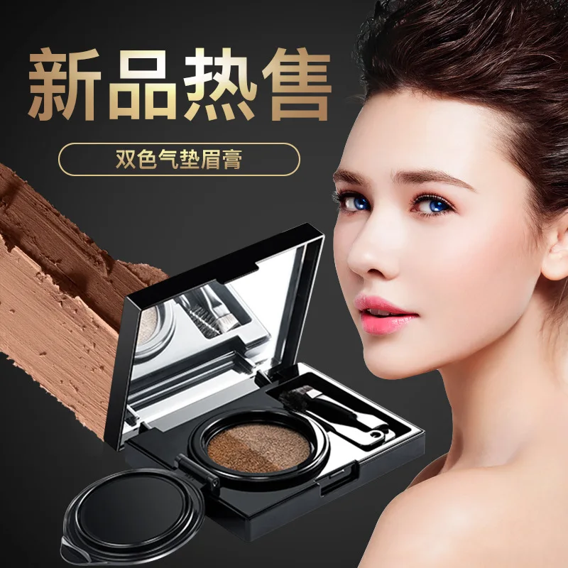 

Professional Eyebrow Tools Double Color Natural Waterproof Perfect Cushion Eyes Eyebrow Enhancers Tint Tattoo With Makeup Brush