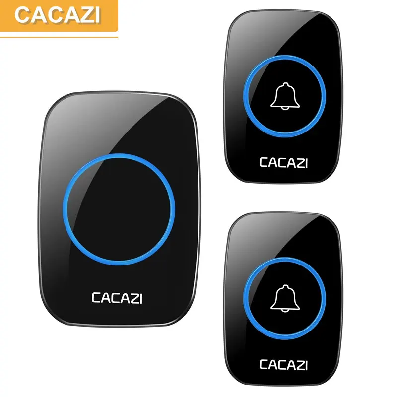 

CACAZI AC 100-240V DoorBell Waterproof 300m work range Wireless Door bell 2 transmitters+1 receiver 38 Ring tunes door chime