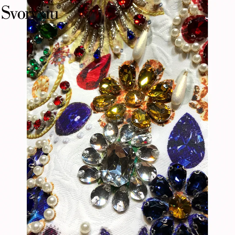 Beste Svoryxiu High End luxe Runway Zomer Party Tank Korte Jurken vrouwen Vintage Barokke Gedrukt Crystal Diamond EEN Lijn Jurk