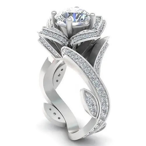 

Women Flower Leaf Round Cut Clear Shiny Zircon Wedding Bridal Knuckle Ring hot