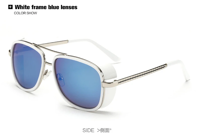 Железный человек 3 Matsuda TONY Stark солнцезащитные очки мужские модные солнцезащитные очки Брендовые дизайнерские винтажные цветные линза в металлической оправе мужские солнцезащитные очки - Цвет линз: white-blue