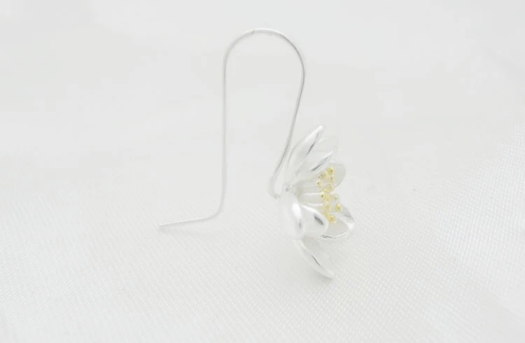 DIEERLAN Мода Большой 925 пробы серебряные серьги для женщин Свадебные ювелирные изделия массивные серьги цветок лотоса Pendientes Bijoux
