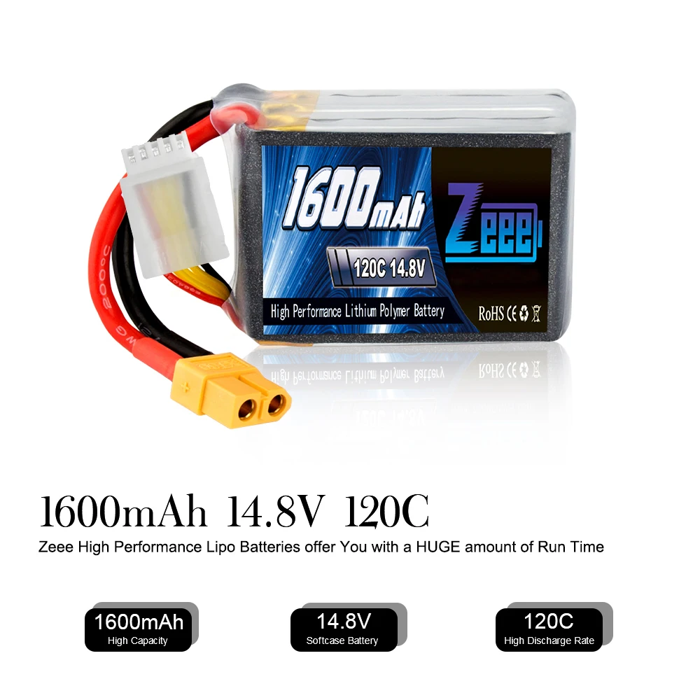 Zeee 14,8 V RC зарядное устройство 1600mAh 4S RC Lipo батарея софткейс 120C Lipo с разъемом XT60 для RC автомобиля грузовика самолета FPV дрона