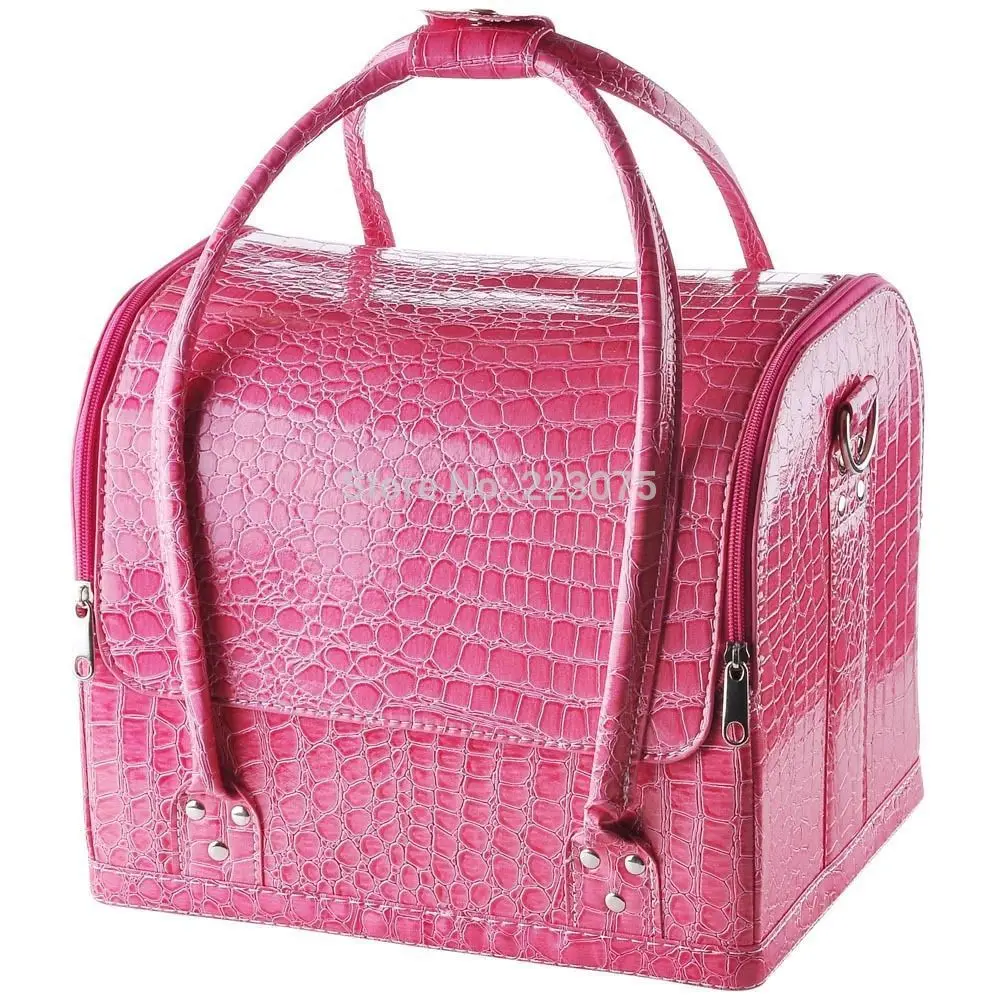 

3 colors large Crocodile Makeup Train Bag Handbag big make up Case w/ Removable Tray Cosmetic Jewelry