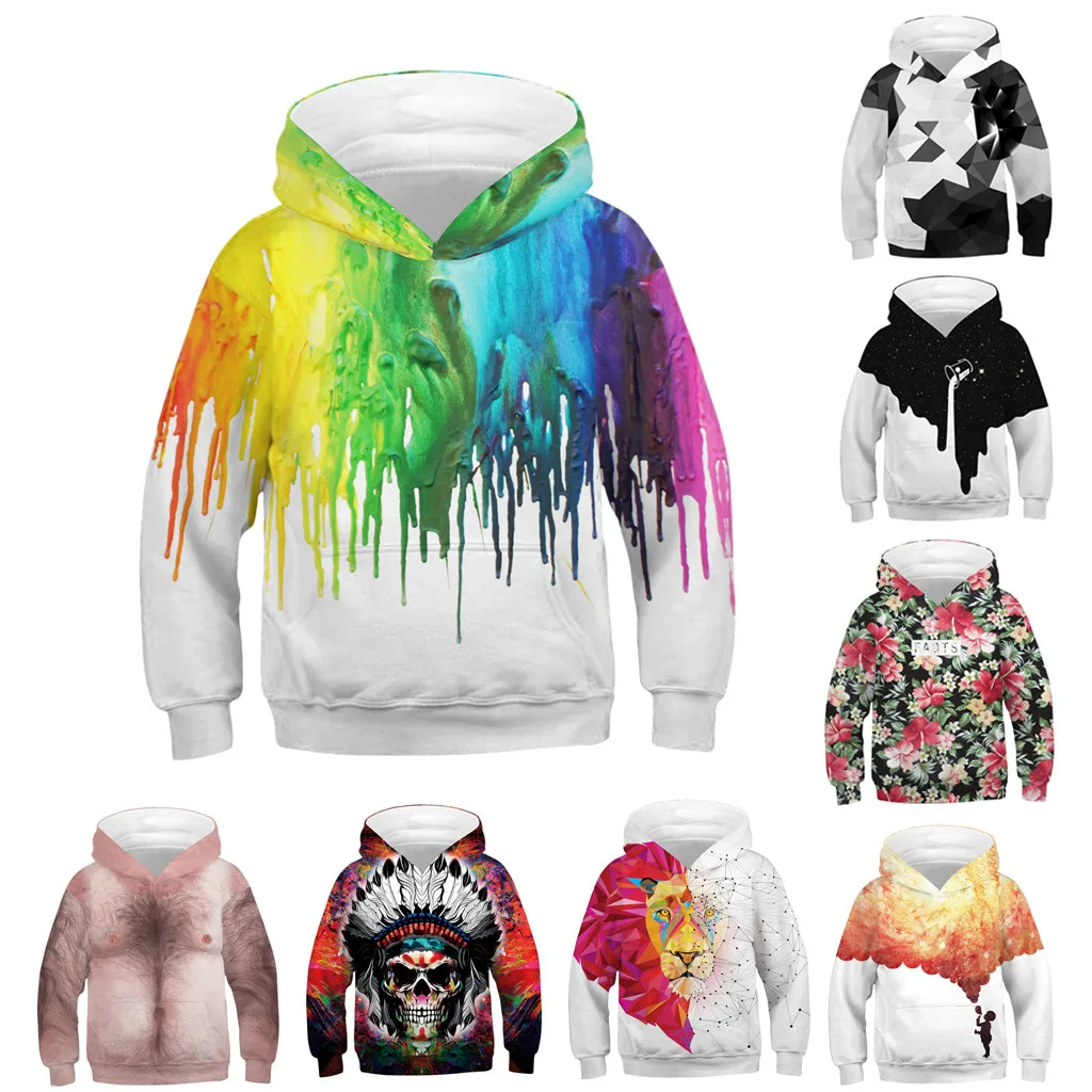 Boys Hoodies Teen Kids Girl Boy Galaxy Fleece Print Cartoon Sweatshirt