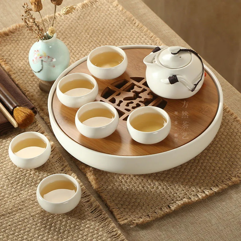 House Scenery 8PCS Ceramic Tea Sets Portable Travel Round Home Japanese