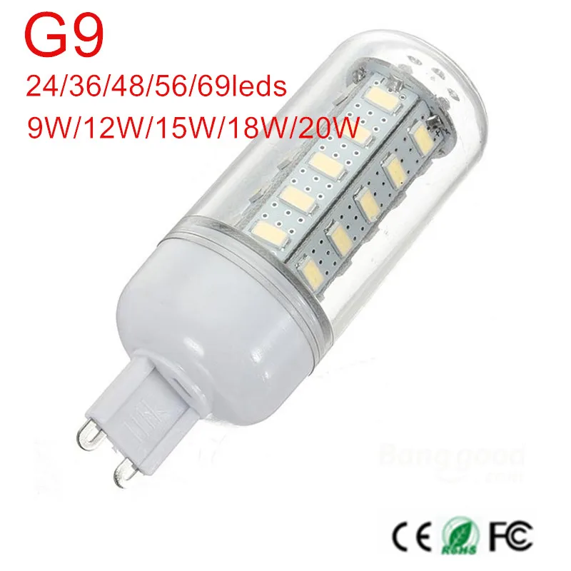 

G9 Led Lamps 24/36/48/56/69leds Led Bulb 5730 SMD 9W/12W/15W/18W/20W LED For Chandelier Indoor Ceiling wall lighting AC220V