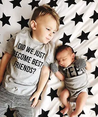 

2017 Cute 1Newborn Baby Boy Romper Bodysuit Big Brother T-shirt Tops Outfits Family Set NEW