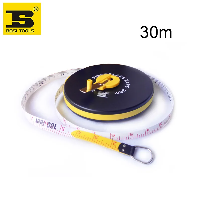 free shipping BOSI 30m/100feet FIBERGLASS tape measurer,measureing tools free shipping BOSI 30m/100feet FIBERGLASS tape measurer,measureing tools