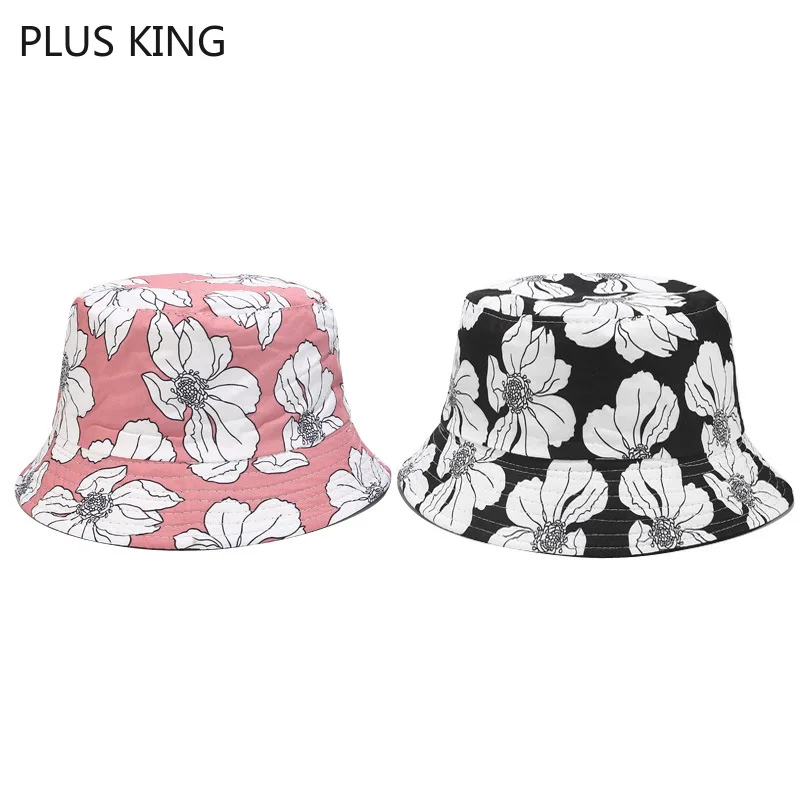 

New High Quality Women Bucket Hat Flower Style Ladies Cap Pink Yellow Navy Black 4 Colors