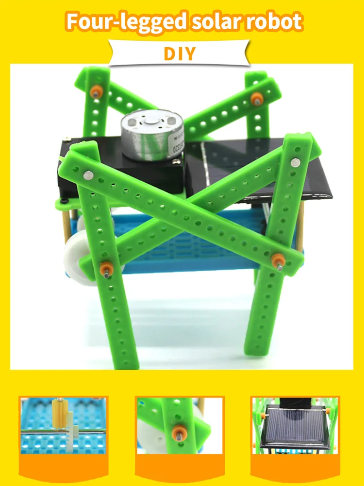 

Assembling DIY Puzzle Toys Child Educational Gadget Solar Power Quadruped Smart Robot Classis Energy Kit Kids Gift
