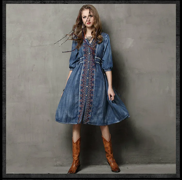 denim dress with cardigan