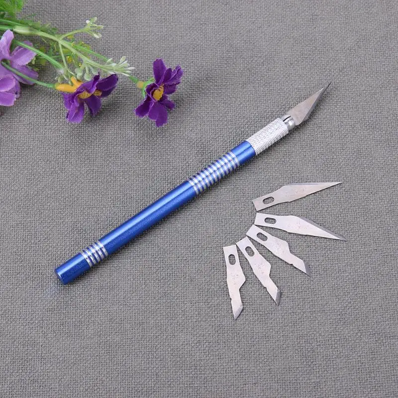 

1 Set Metal Handle Scalpel Carving Knife Tool 5 Blade Wood Sculpture Engraving Cutter Craft Pen DIY Stationery Art Sharp Utility