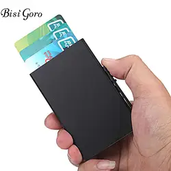 BISI GORO/Новинка 2019 года обновленная версия сбоку Push RFID алюминий автоматический держатель для карт бумажник ID кредитной карты бизнес Dropshop