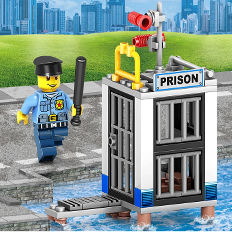 4 в 1 полицейская станция Набор модель строительные блоки Playmobil Кирпичи DIY