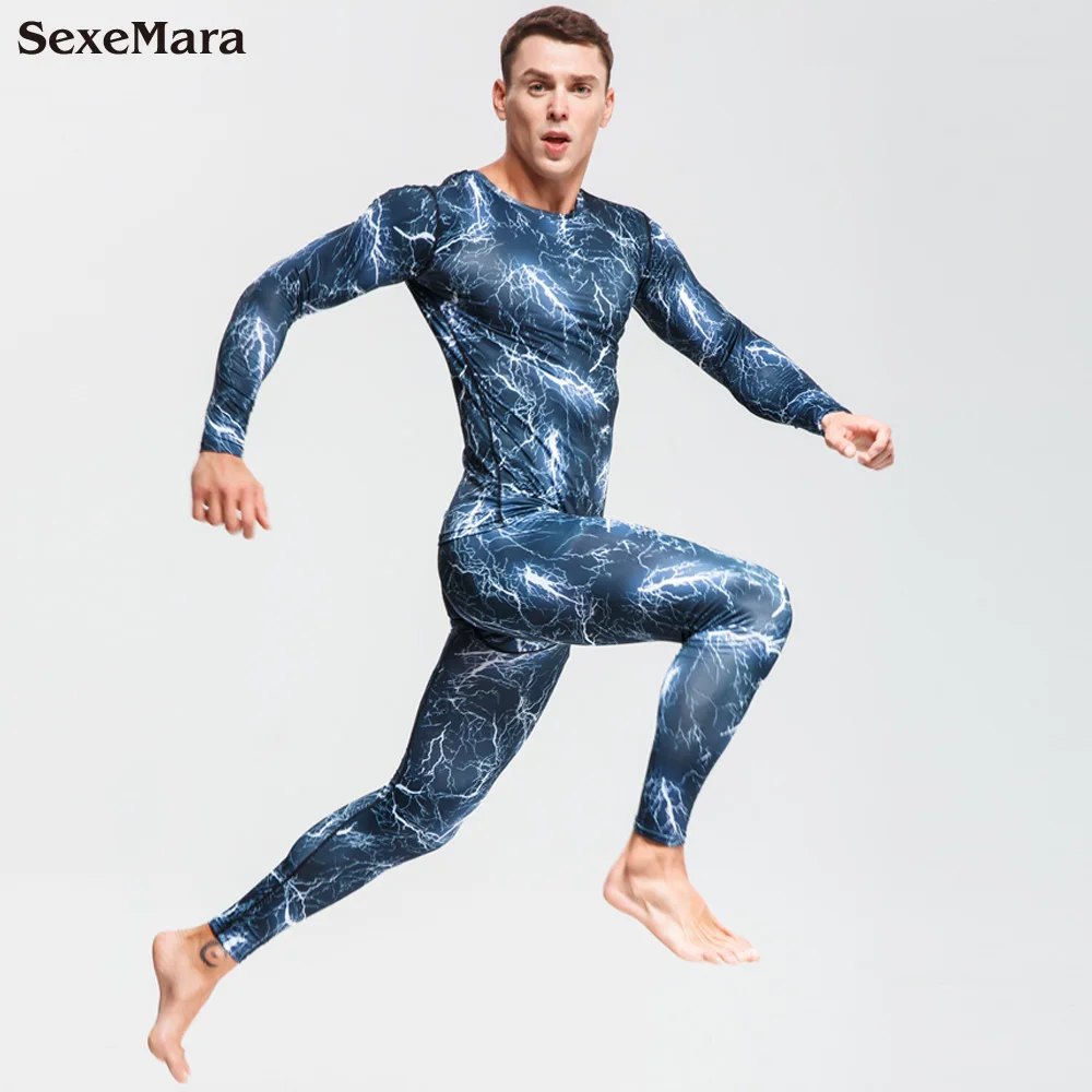 Мужской компрессионный спортивный костюм Rashguard камуфляжные колготки для фитнеса