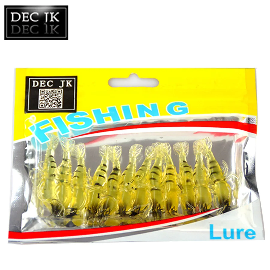 12PCS Artificial Shrimp Fishing Bait Sabiki Crank Baits Soft Silicone Fake Lures Slow Sinking Plug Worm Suit For Fishing Lure Set (1)