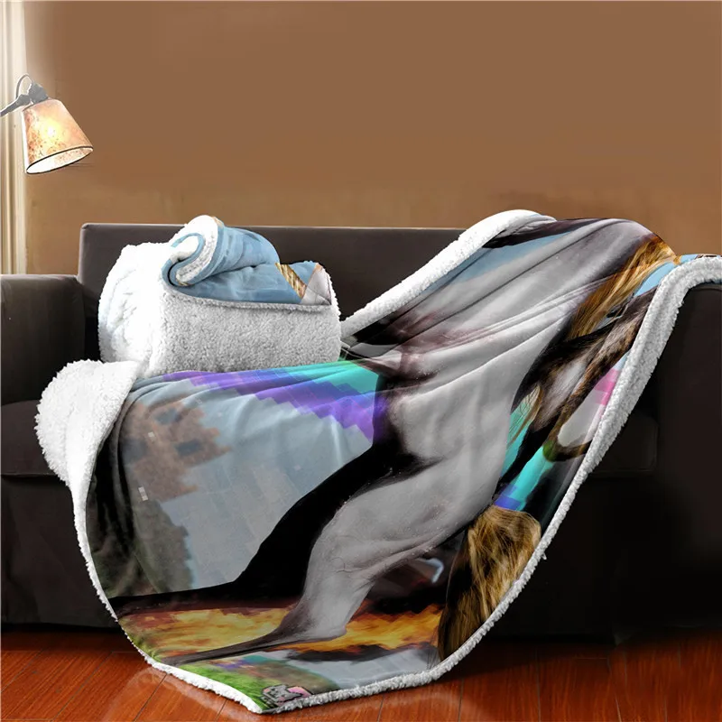 Флисовое одеяло супер мягкое Единорог Лошадь бархатное плюшевое одеяло искусство детское одеяло пледы путешествия пляжное полотенце с