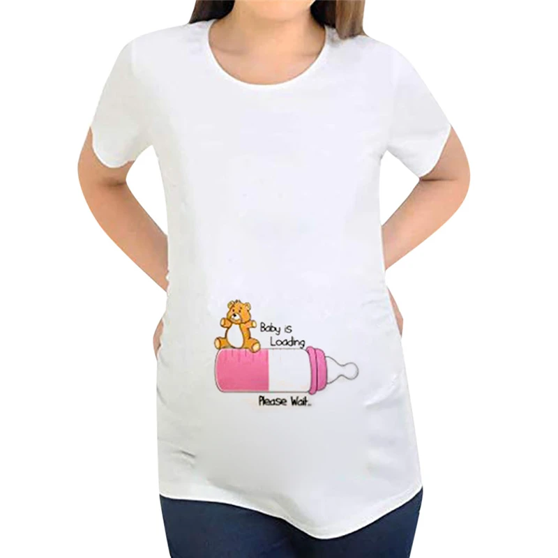 TELOTUNY Pregnanct/Женские повседневные свободные блузки для беременных женщин, футболка с короткими рукавами и принтом букв, Топ ropa de mujer G515 17
