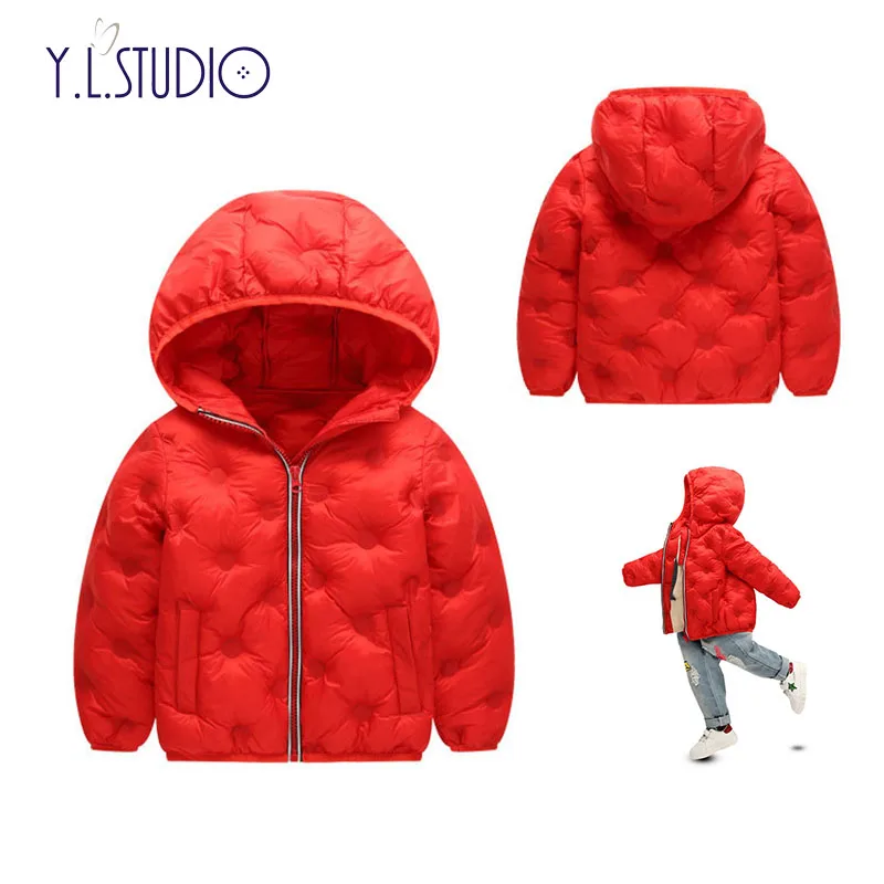 Children Parkas Winter Baby Boy Snowsuit with Hat Red and BlackFashion Girl Thicken Warm Cotton Coat Kids 2018 New Year Costume