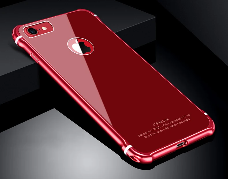 Чехол для iPhone 7 чехол Роскошный Жесткий металлический алюминиевый оправа закаленное стекло задняя панель защитный Телефон чехол для iPhone 7 задняя крышка