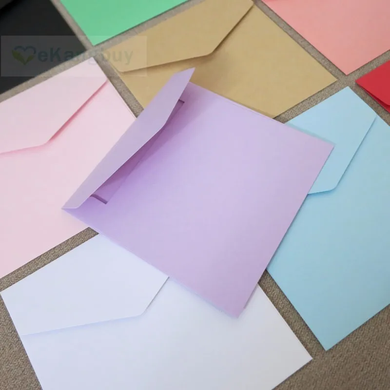 50 шт. 100x100 мм(3," x 3,9") маленький квадратный цветной бумажный конверт, Подарочный конверт