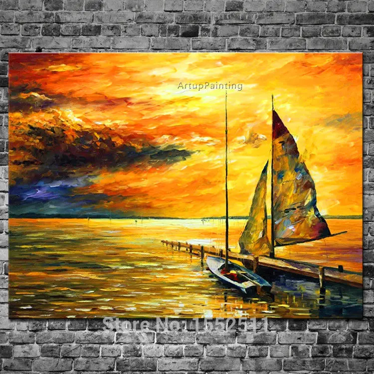 Household adornment ship painting abstract oil painting canvas wall picture modern household to decorate the living room
