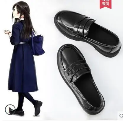 Uwabaki/форменная обувь в японском стиле; обувь для костюмированной вечеринки с круглым носком в стиле Лолиты; Цвет черный, коричневый; обувь на резиновой подошве